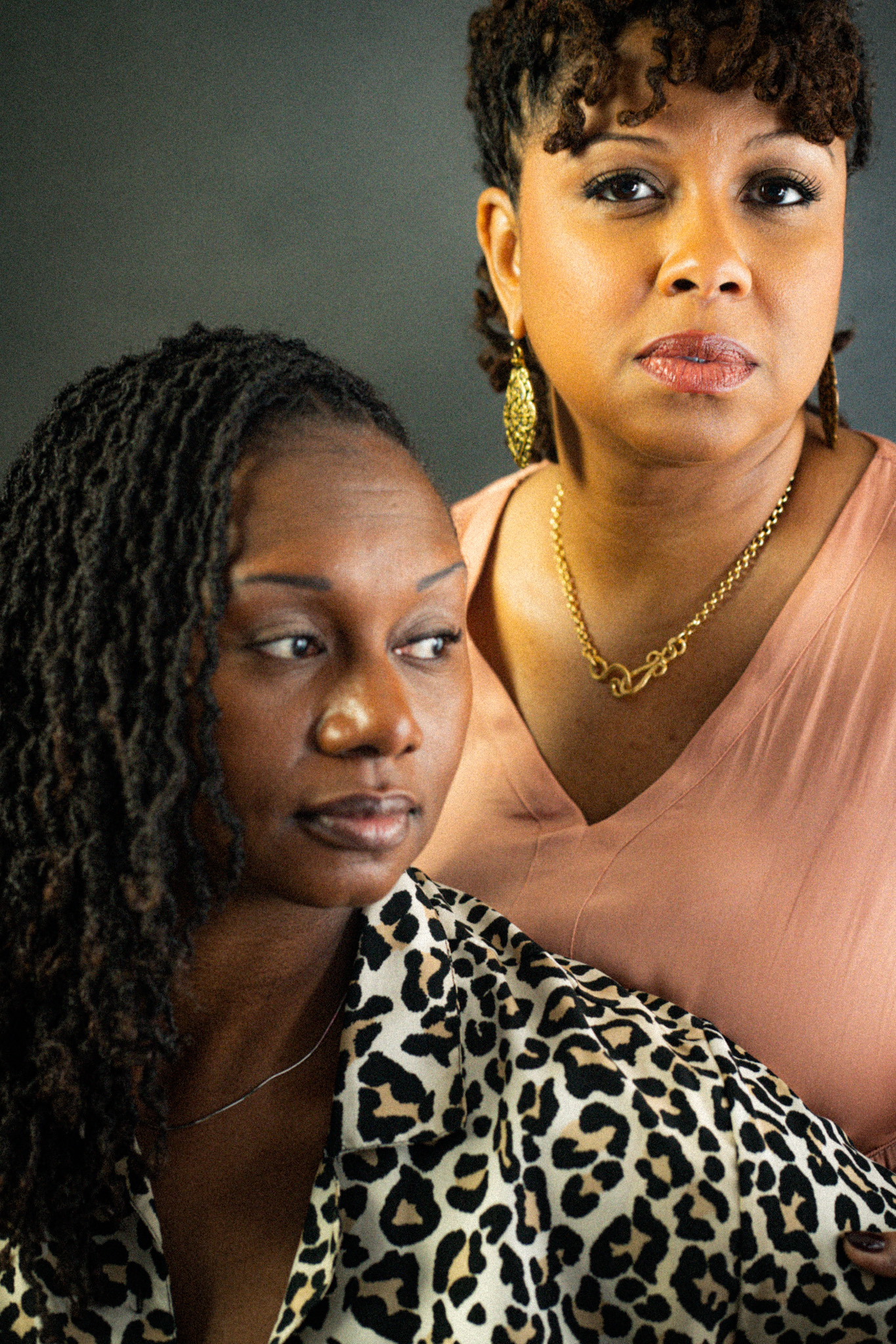 Mother and daughter portrait in studio